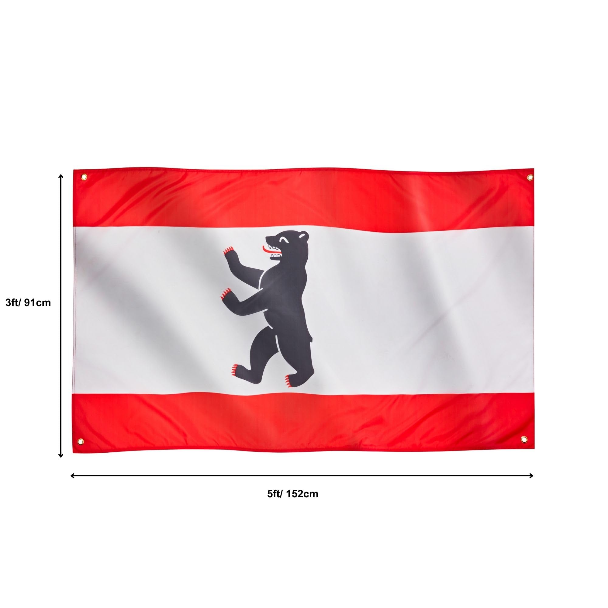 Runesol Berlin Flag, 91x152cm, 3ft x 5ft, Flag of Berlin, 4 Grommets, Eyelet in Every Corner, Berliner Landesflagge - Image 2