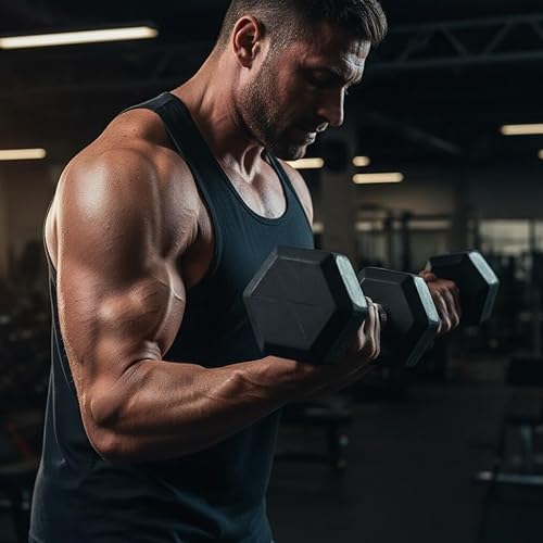 Miniatura 8 de 350LB 450LB 550LBS Rubber Hex Dumbbell Sets with Rack for Home Gym, 5-50LB Dumbbell Sets Coated Hand Weights for Strength Training, Workouts