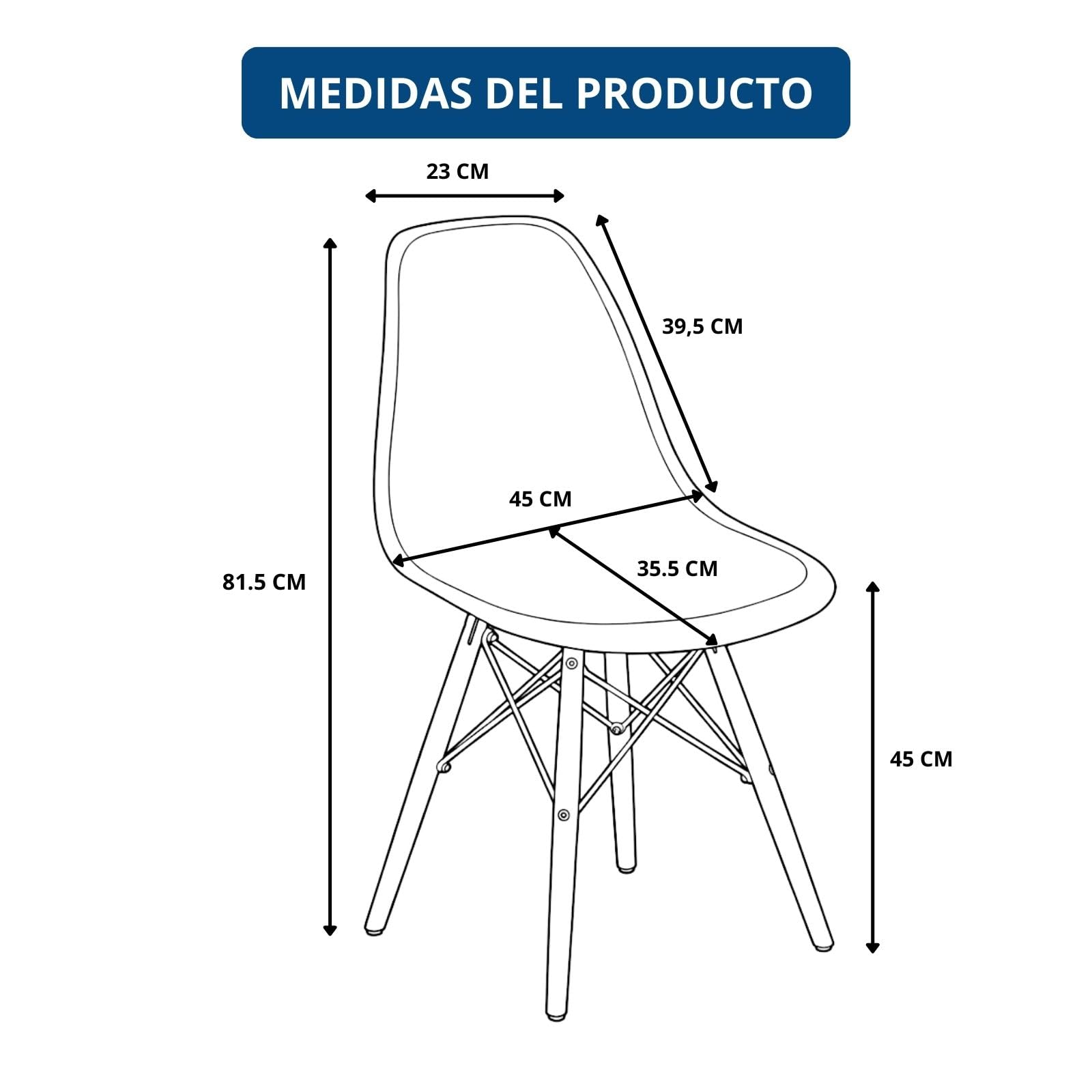 DASCK Pack 4 Sillas Nordicas de Comedor Estilo Escandinavo | Patas Haya Natural | Polipropileno Ergonomico | Carga 120 kg por Silla (Gris)
