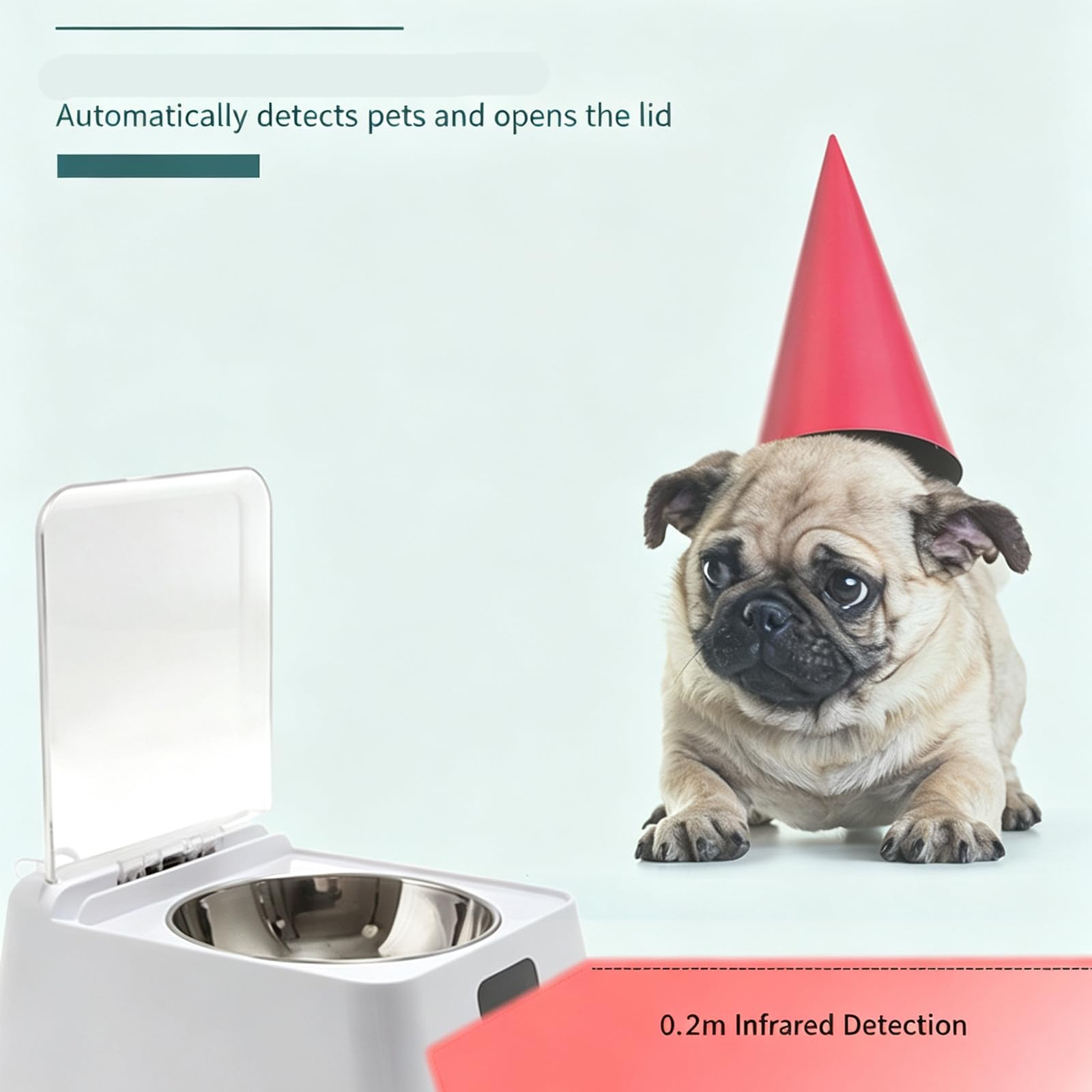 Automatic Pet Feeder Smart Cat&Dog Bowl with Infrared Sensor Lid Rechargeable, Dry or Wet Food (350ml) with Stainless Steel Bowl for Cats & Dogs Indoor Daily Feeding，2pc