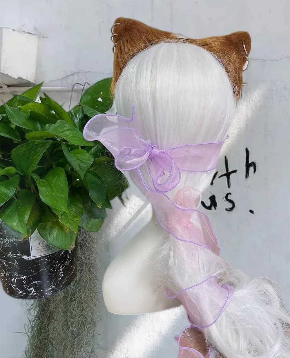 VIGVAN Cat Cosplay Ears Accessories Punk Gothic Cross Cat Ears Headbands Clips image 3