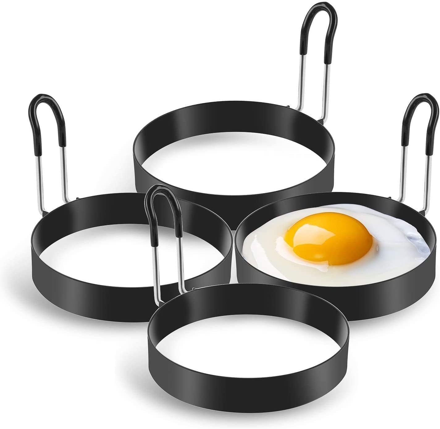 LIENJAER Eggs Rings, 4 Pack Stainless Steel Egg Cooking Rings, Pancake Mold for frying Eggs and Omelet