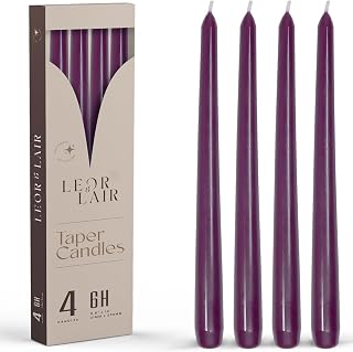 Purple Taper Candles - 4 Pack 10" Purple Candlesticks - Unscented Long Burning Candle Sticks for Home Decoration, Dinner Table, Holidays, Weddings, Restaurants & Events