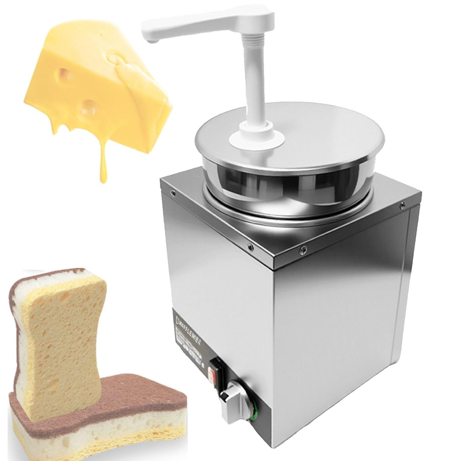 Dispensador de salsa comercial con ajuste de temperatura y bomba, ideal para calentar y servir queso nacho, mantequilla, caramelo en restaurantes