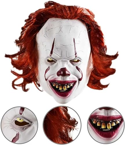Miniatura 2 de Máscara de payaso de látex para Halloween, máscara de asesino de miedo para adultos, fiesta de cosplay