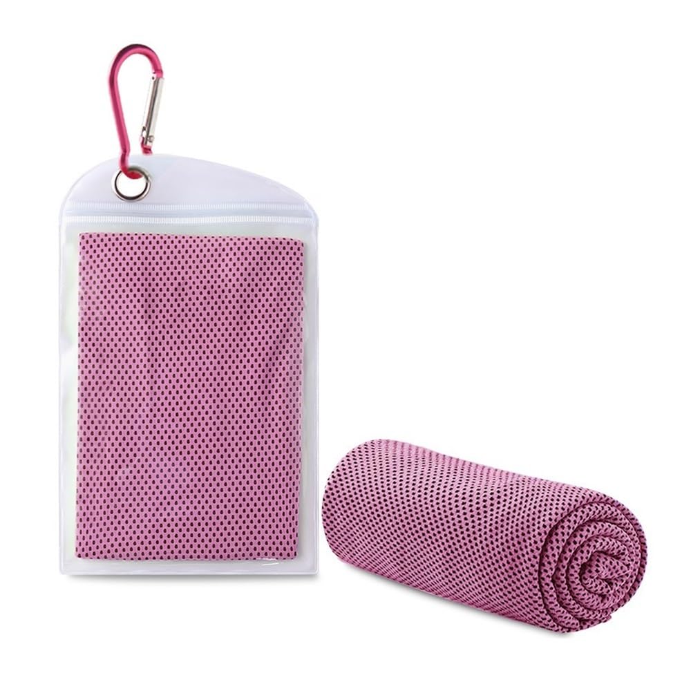 Clarture 2pcs Quick Dry Cooling Towel 30x100cm with Carry Pouch - Perfect for Gym, Running, Fitness, Yoga, Hiking, and Camping(Pink)