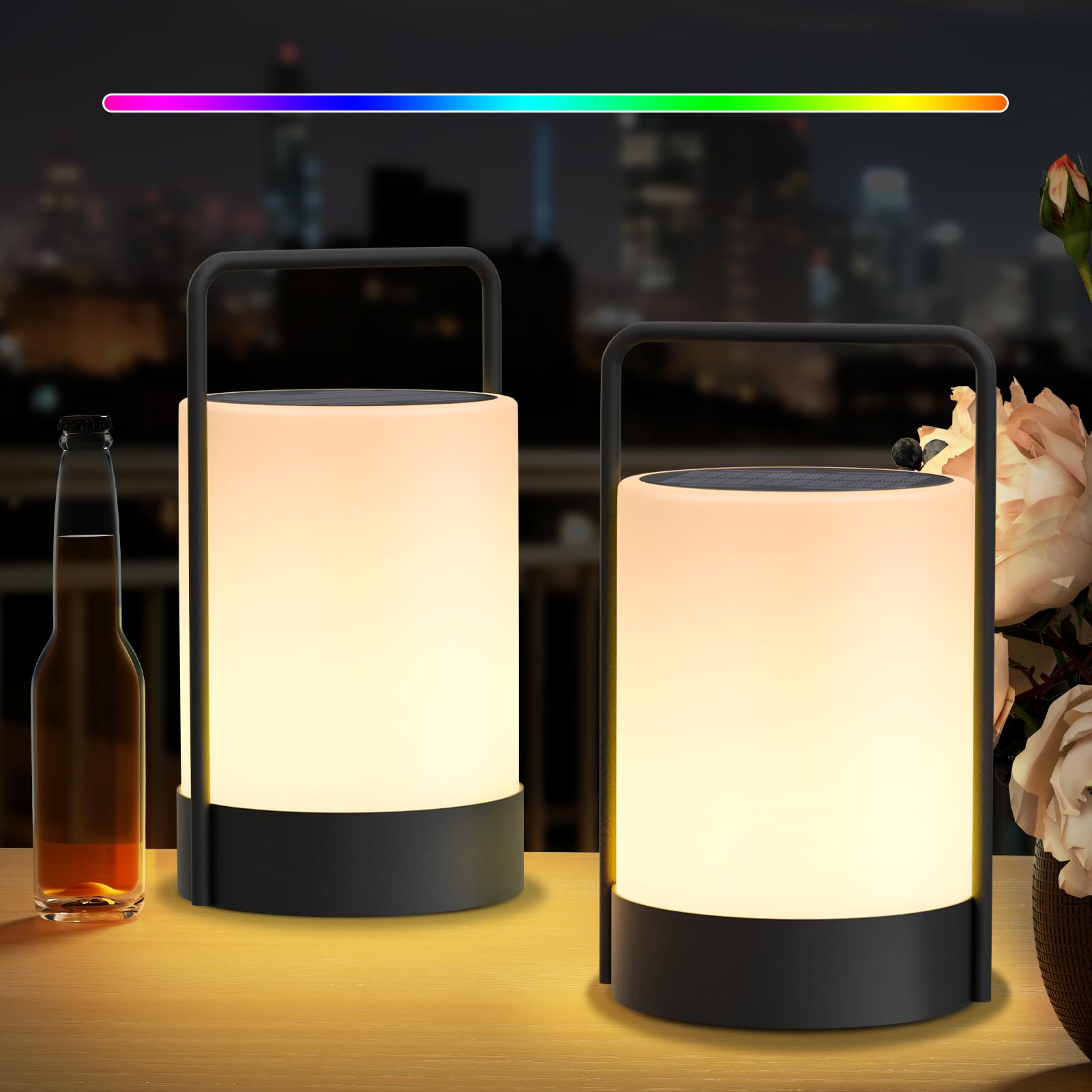 lot de 2 lampes table solaires led
