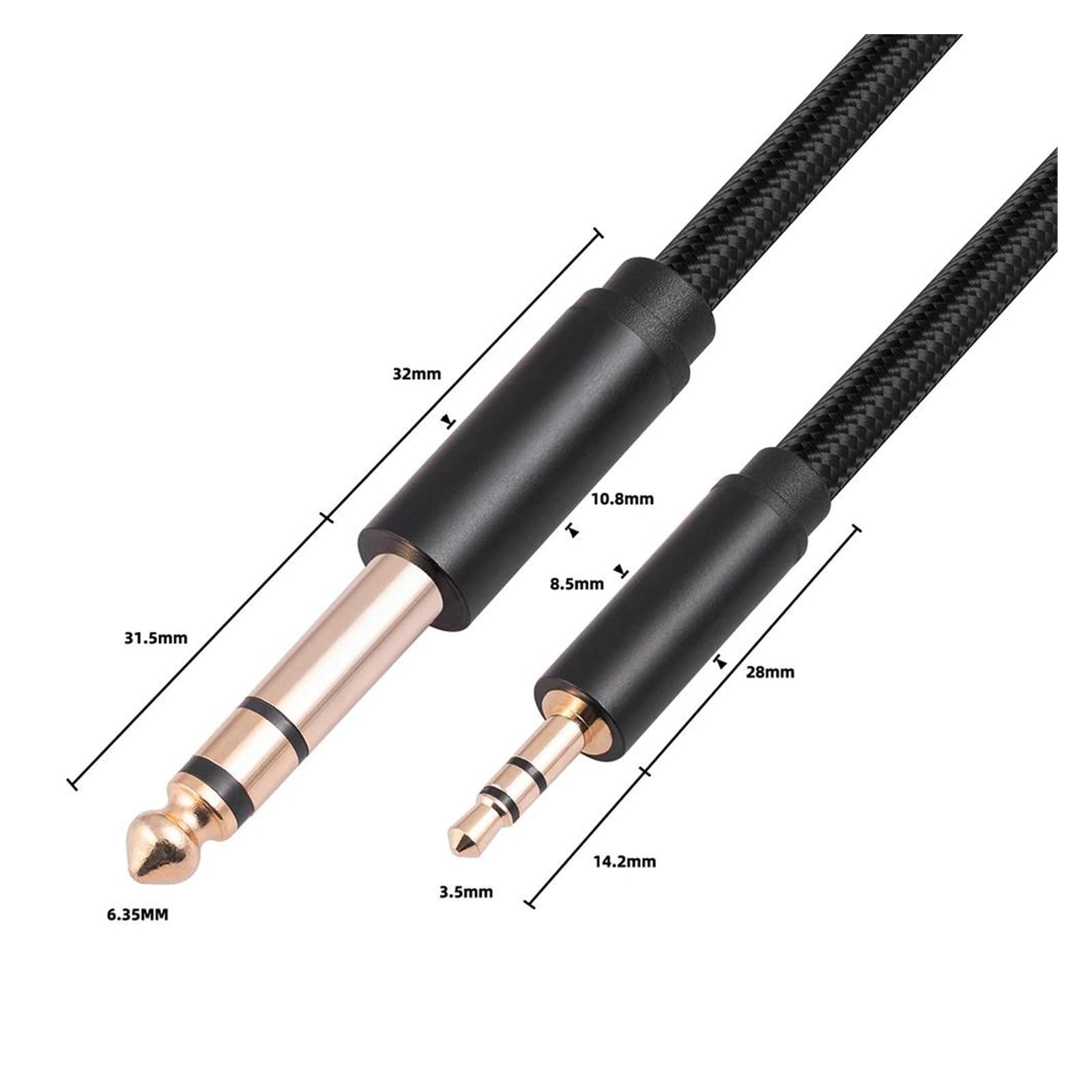 Cable Adaptador De Audio Jack De 3,5mm A 6,35mm, Cable De Audio Amplificador De Conexión Para Altavoz De Guitarra Cable de instrumento Guitarra (Color : 1m)