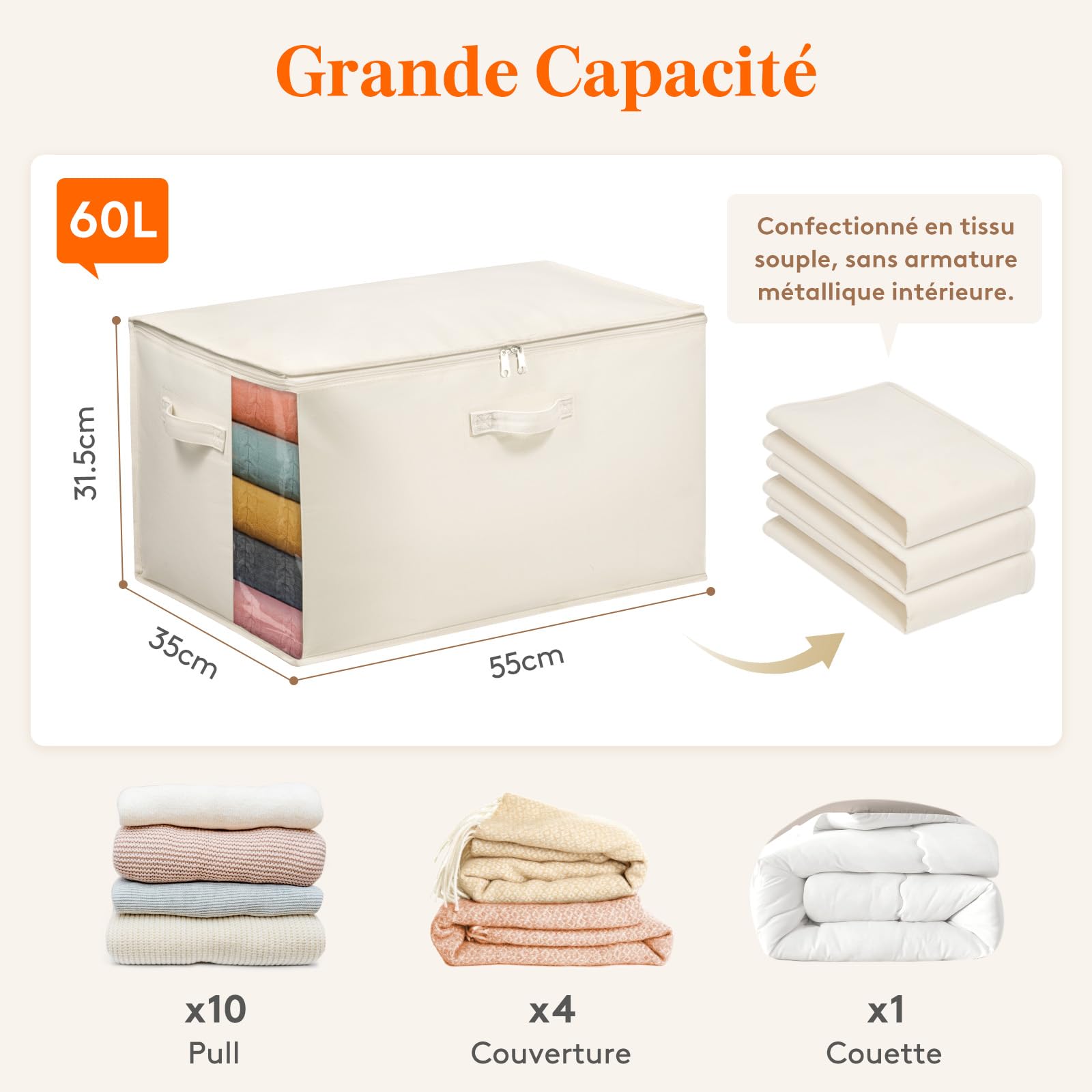 Lifewit Grote Capaciteit Kleding Opbergtas Organizer Met Versterkte Handvat Dikke Stof Voor Dekbedden Dekens Beddengoed Opvouwbaar Stevige Rits Doorzichtig Venster 4 Pack 90l Grijs 661247629