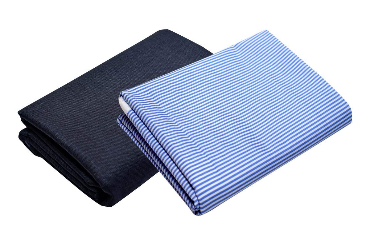 kundan sulz gwalior Men's Cotton Un-Stitch Shirt & Trouser Fabric (Corporate Dress Color) Combo Set (Navy Blue/White Blue)-picture-30