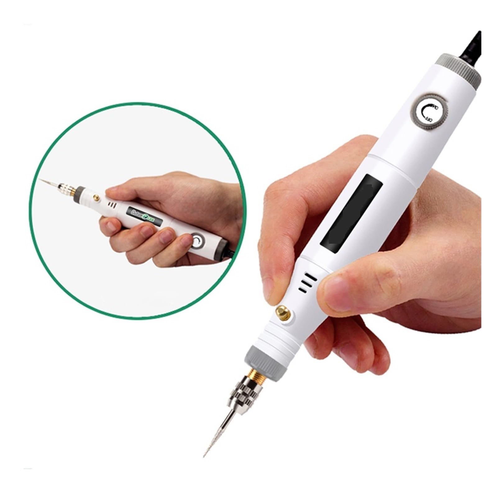 Zgrzewarka Punktowa, Pióro do grawerowania o zmiennej prędkości Mini wiertarka elektryczna szlifierka elektronarzędzia obrotowe zestaw wierteł 18V(White-24PCS)