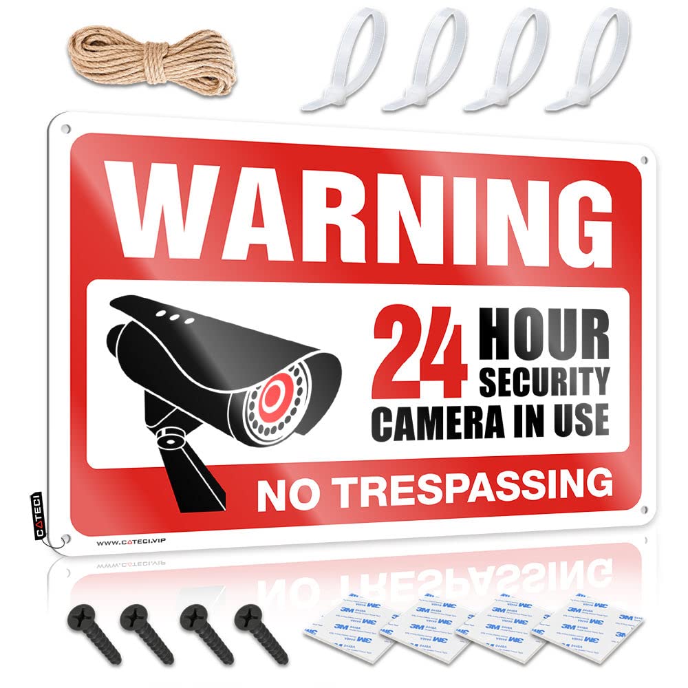 Ztbbdnqha Women's One Color Decor Signs Video Surveillance Signs, No Trespassing Violators Will Be Prosecuted Tin Sign Coffee Sign Decor Funny Signs Metal(30X40cm)