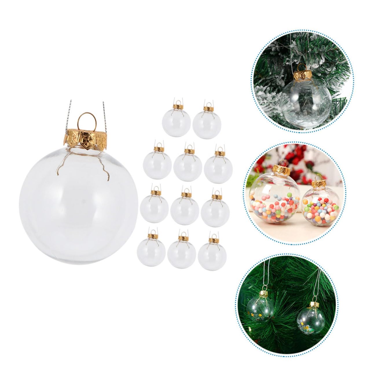 12 Pièces Ornements de Boule de Noël décoration Chanter Création de claires de Noël Artificiel Boule d'arbre Suspendue Pendentif l'animal de Compagnie Doré