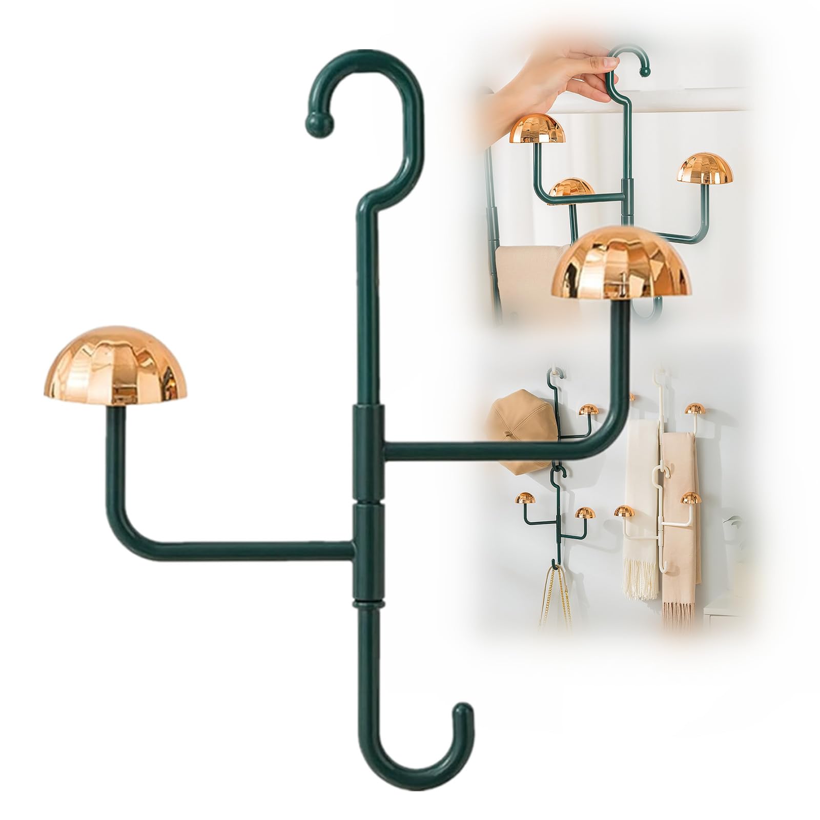 360 Degree Rotatable Light Luxury Multifunctional Hanging Storage Shelf, Hat Hanger Organizer Rack, Coat Rack Stand,Coat Hanger Rack, Flexible Coat Hanger Organizer for Closet Door Bedroom (C.)