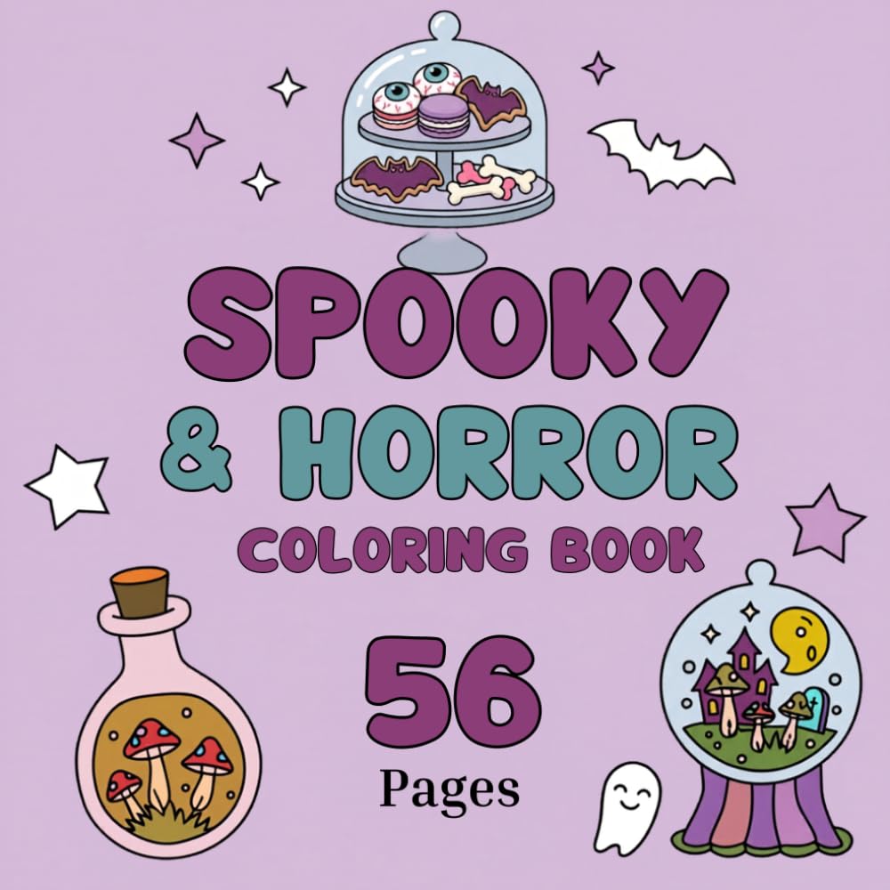 Spooky & Horror Coloring Book: 56 Pages of Creepy, Chilling and Haunting Illustrations for Horror Fans, Stress Relief and Creative Coloring Fun