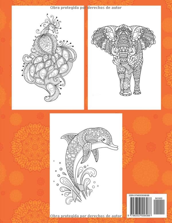 Miniatura 2 de Mandalas de Animales Libro de colorear 50 mandalas de animales para niños a partir de 8 años, adolescentes, niñas y niños, aptos para lápices de