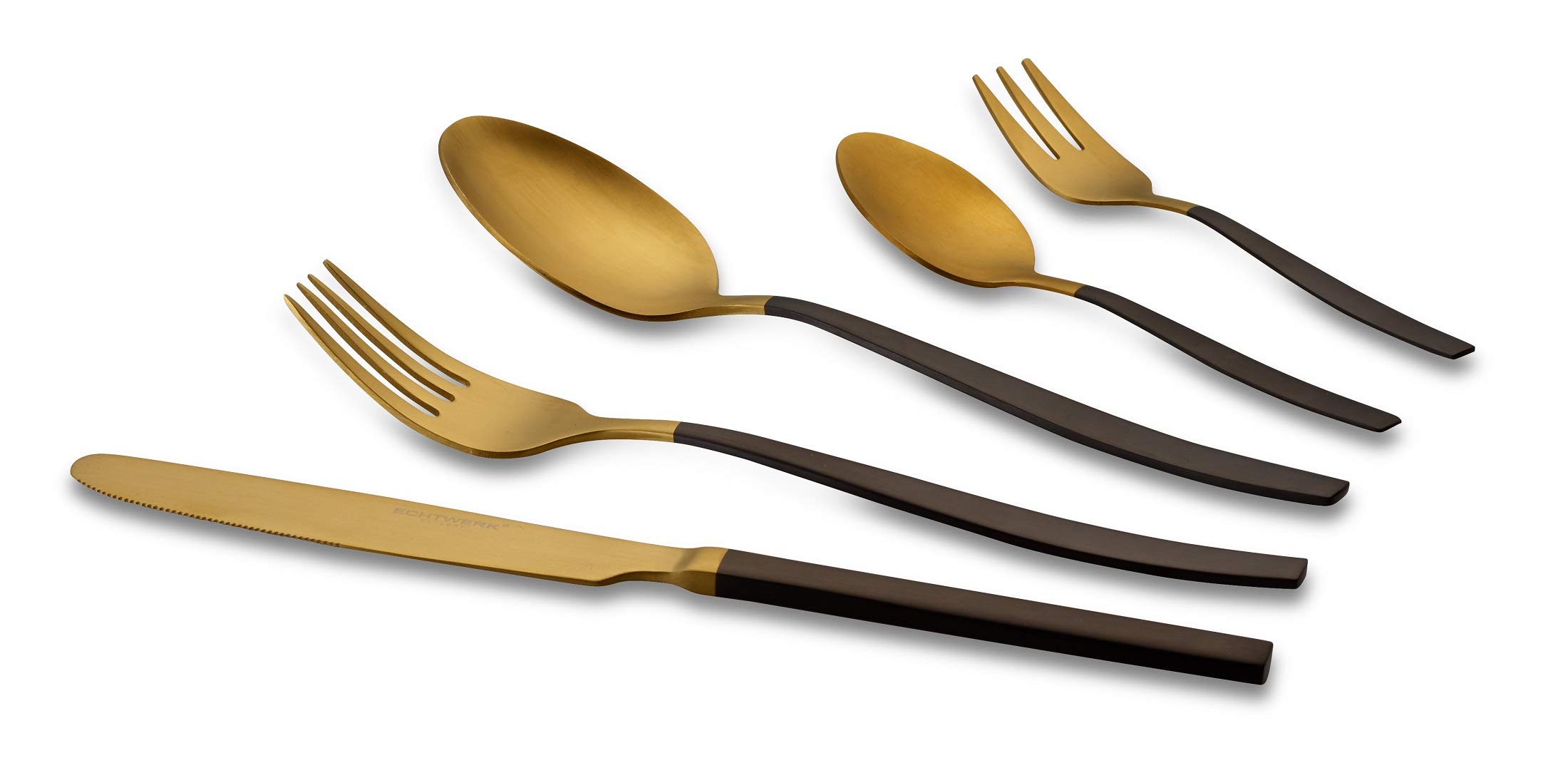 ECHTWERK Tafelbesteck Positano Due-Gold/Black Edition, 30-teilig, für 6 Personen, Messer aus Klingenstahl, inkl. Präsentschachtel, 18/10 Stahl