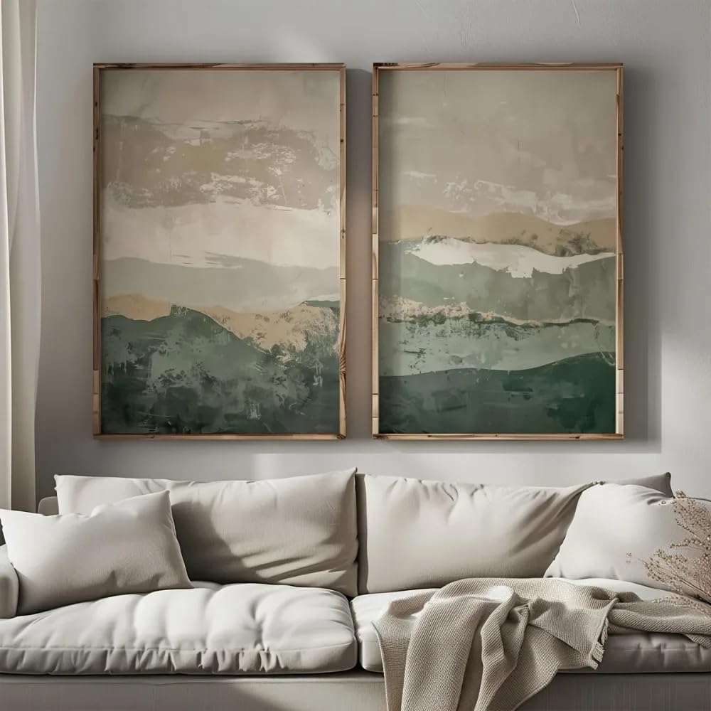LMYSXAOZ Nordic Style Abstract Posters,Green Wall Art Neutral minimalist Modern Decor Earth Tone Prints For Office Home Decoration(70x100cm-2Pcs)
