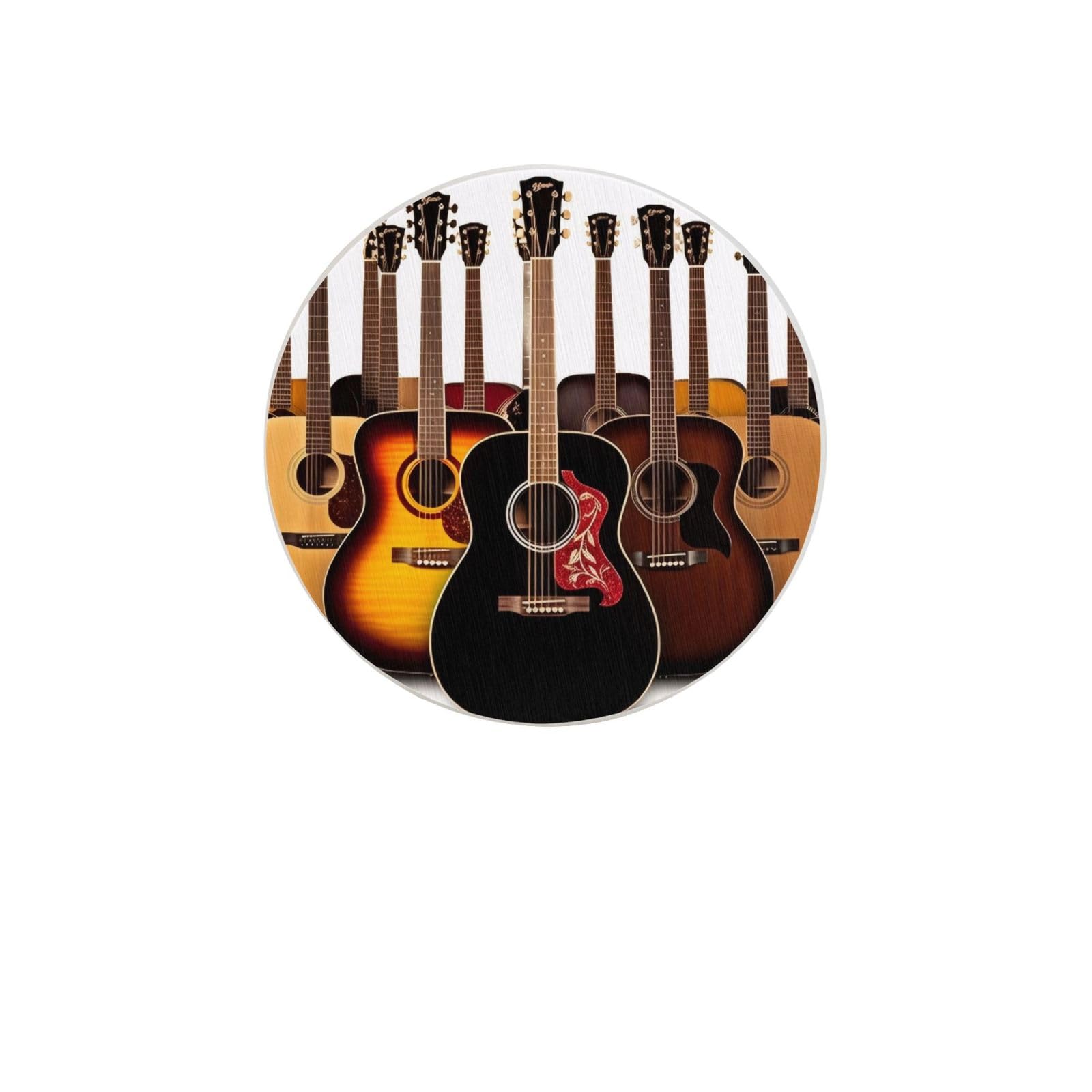 Guitar Cute Absorbent Drink Coasters Diatomaceous Round Coaster 4 Inch Reusable Cup Coasters Set 4pc