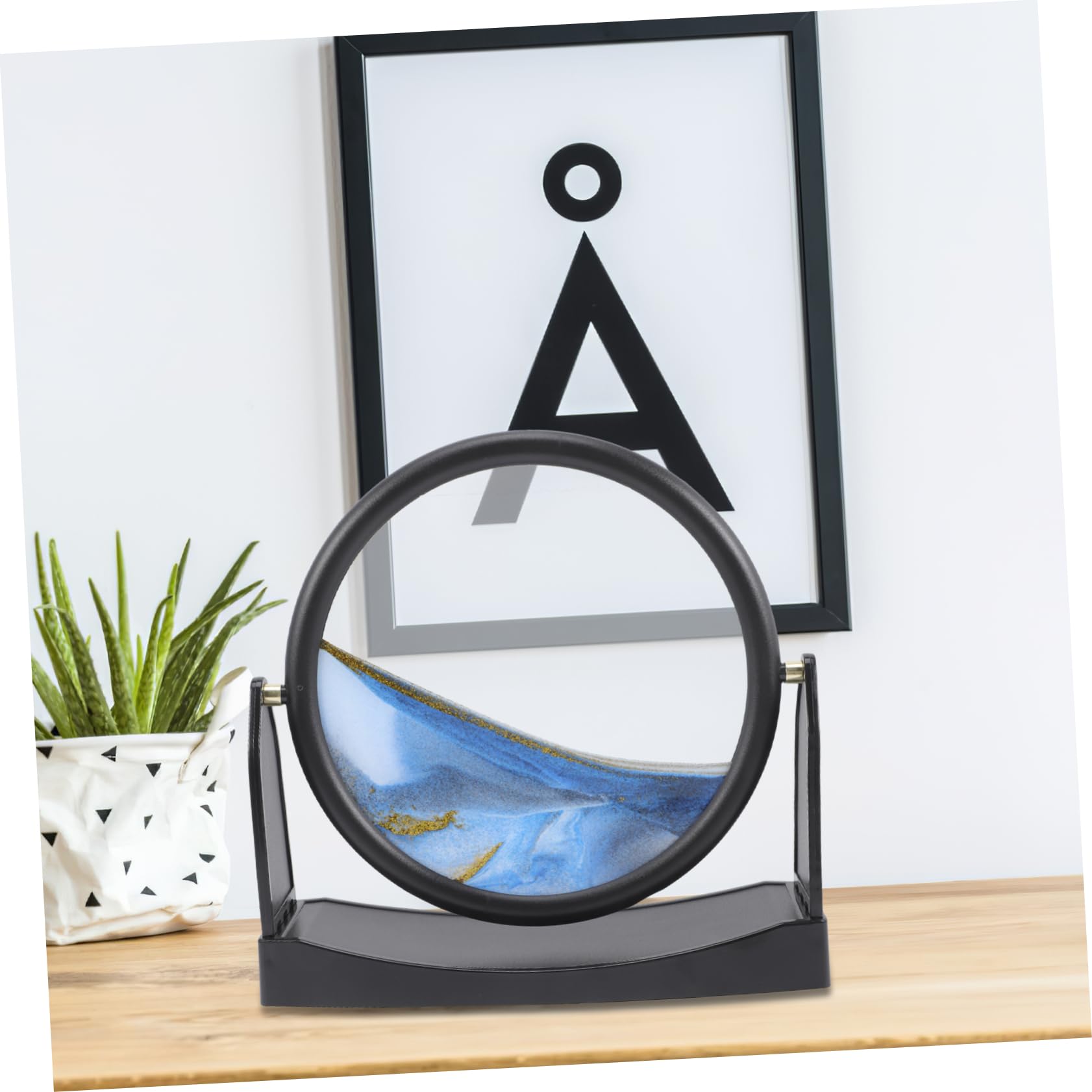 Toddmomy Peinture de Sable Mouvante, Ornement de Bureau, Base Rotative