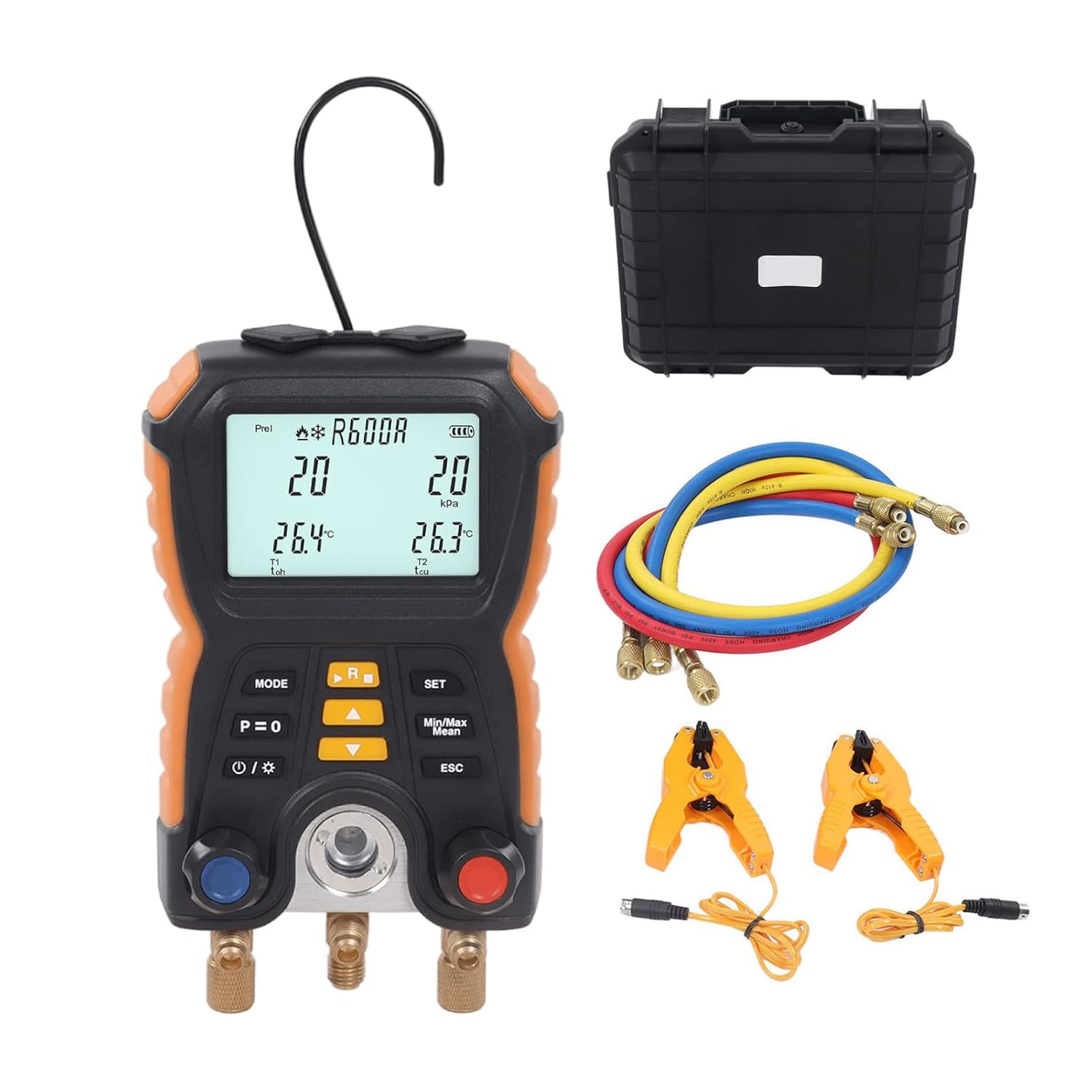 Refrigeration Digital Manifold Gauge Meter, R134a Manifold Gauge Set Dignostic Meter