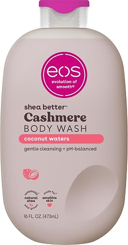eos Shea Better Cashmere Body Wash, Coconut Waters, Moisturizing and Nourishing, pH Balanced Creamy Gel Formula, Paraben & Phthalate Free, Sensitive Skin,16 fl oz