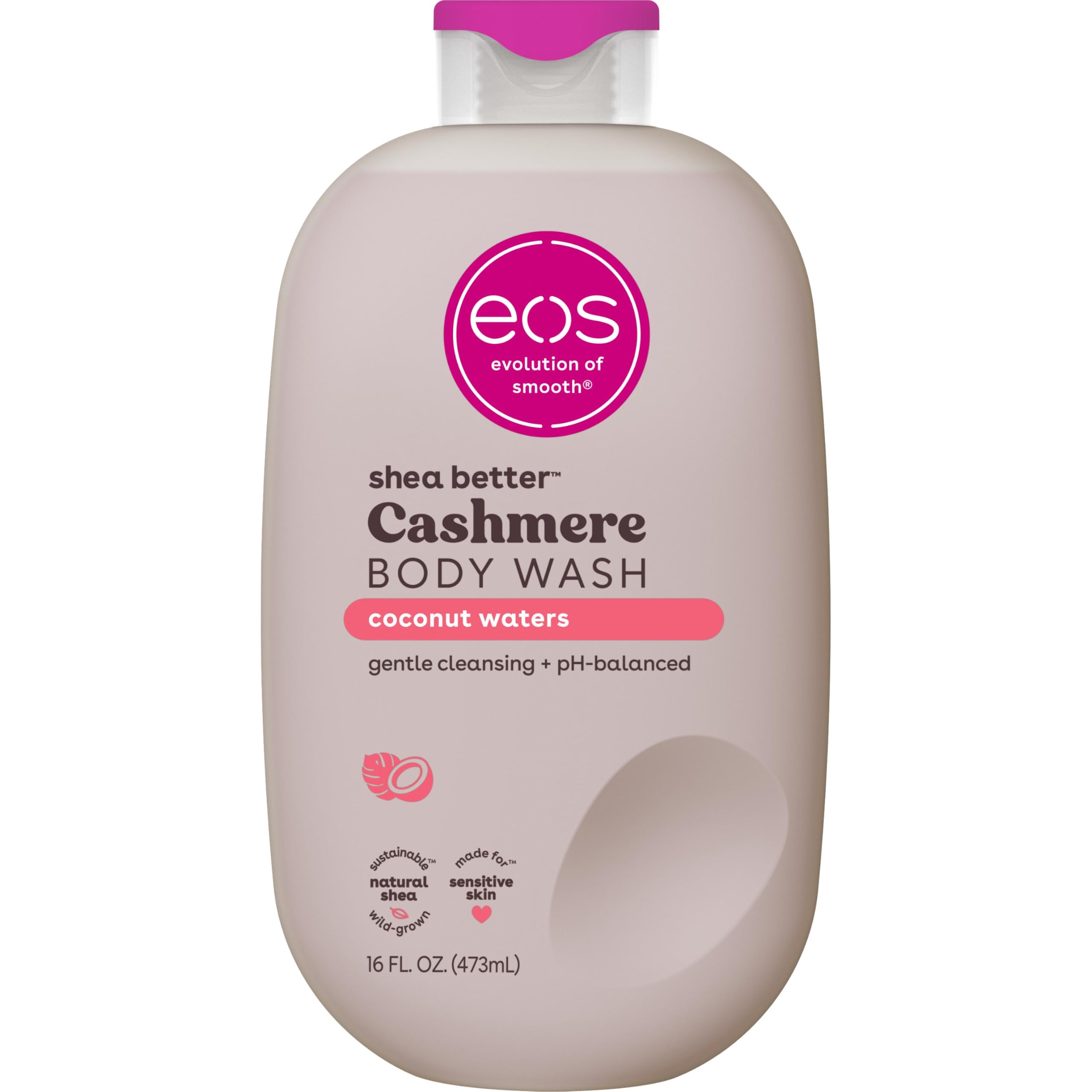 eos Cashmere Body Wash- Coconut Waters, Creamy Gel, Shea Butter, 16 fl oz Coconut 16 Fl Oz (Pack of 1)