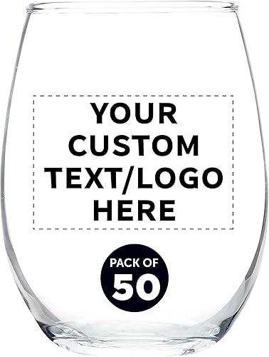 Miniatura 9 de Juego de 50 copas de vino personalizadas sin tallo de 9 onzas, paquete personalizado a granel, ideal para recuerdos de boda, decoraciones de