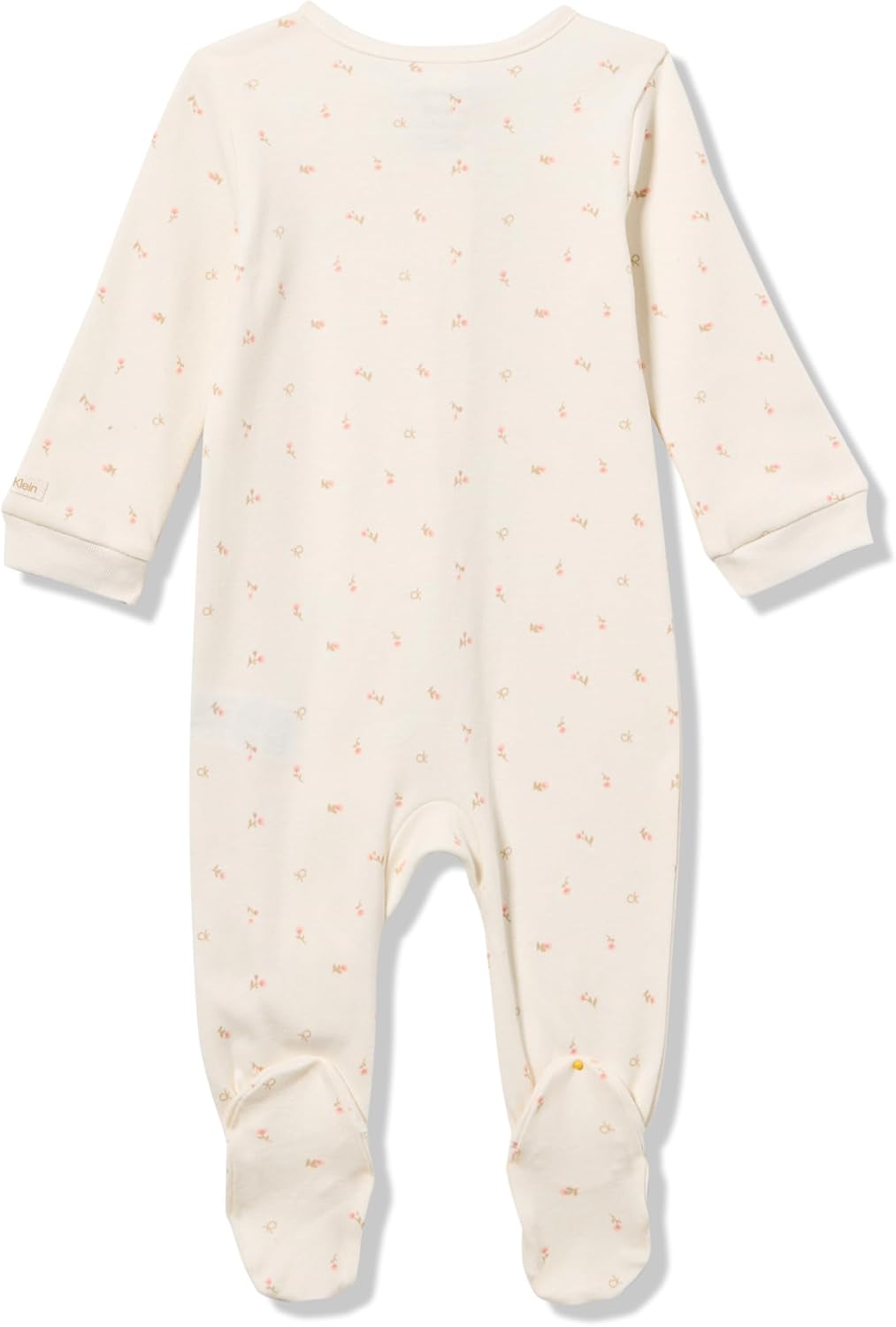 Calvin Klein Baby Girl's Long Sleeve Footed Coverall Onesie, Vanilla Ice, 3-6 Months - Image 3