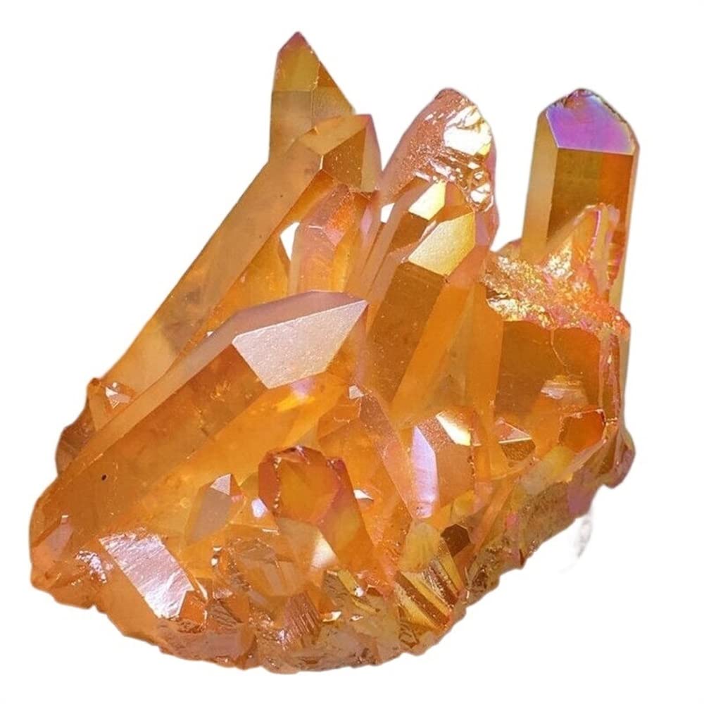 PKNVKZIDK Orange Aura Quartz Crystal vug Titanium Bismuth Silicon Cluster Rainbow Ornaments PKNVKZIDK