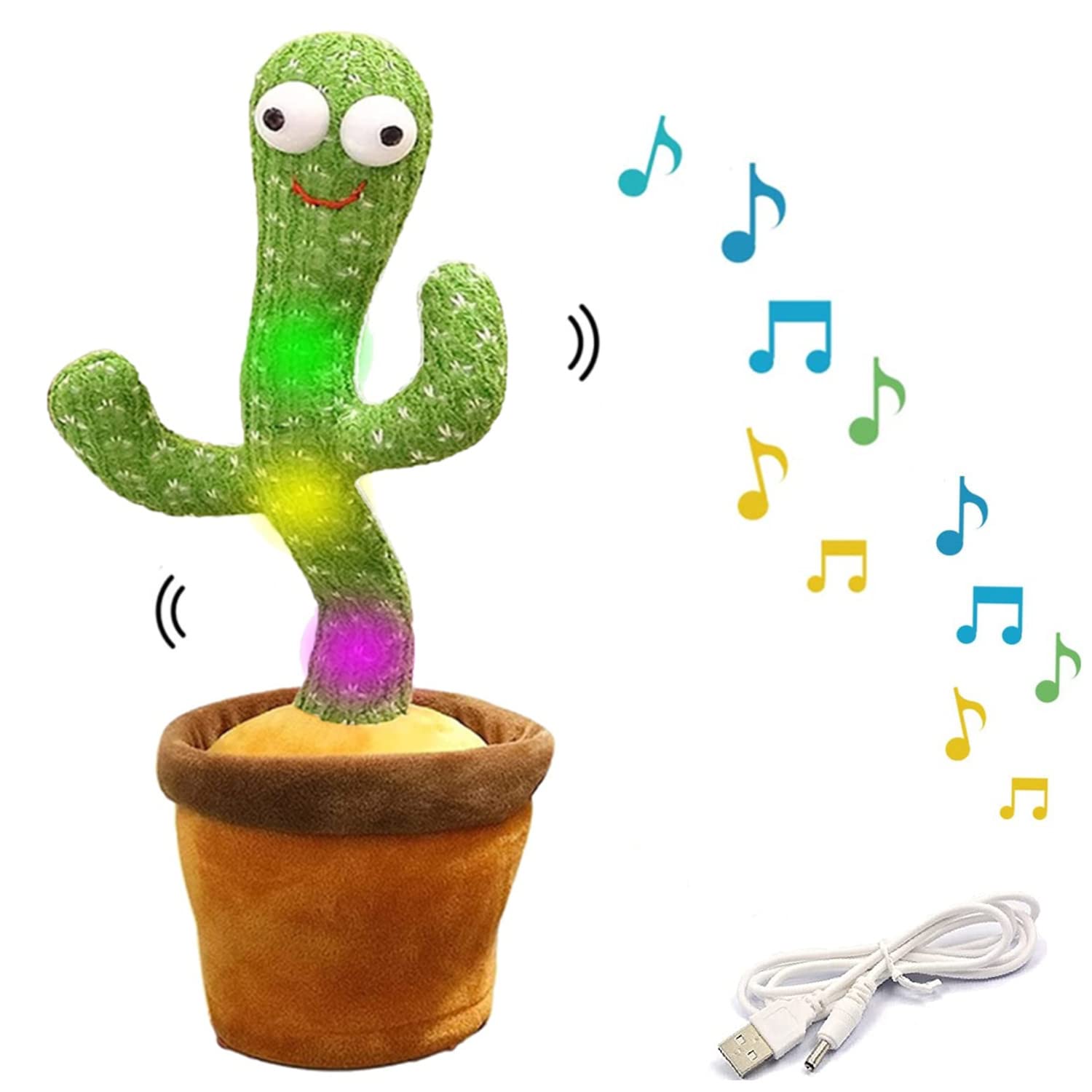 Dancing Cactus Toy, Swing Electric Singing Cactus Toy, Dancing Cactus with Lighting for Home Decoration and Baby Interaction, Repeats What You say Rechargeable Cactus Plush Toy