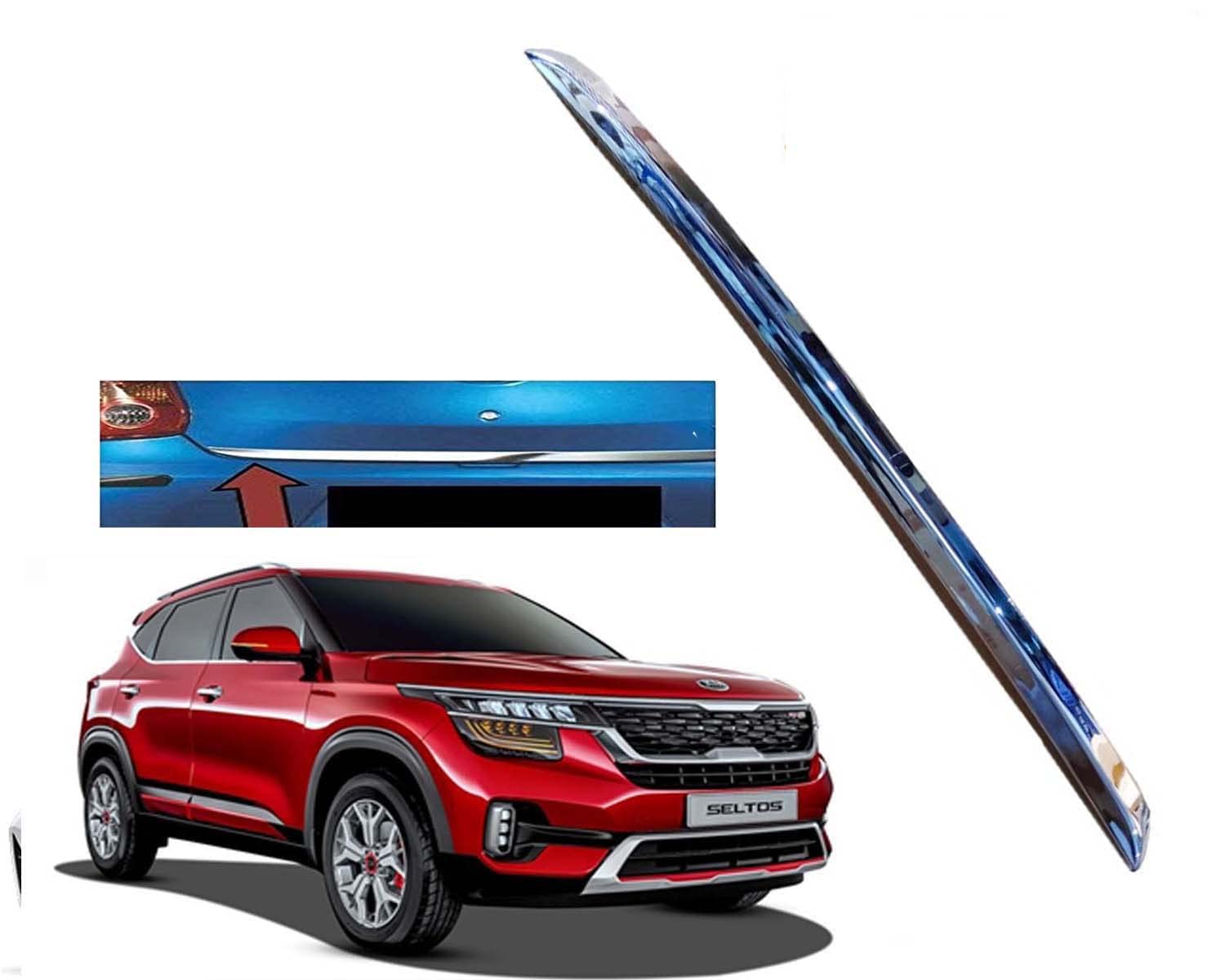 Auto E-Shopping ABS Plastic Chrome Finish Car Diggi Garnish Silver Dicky Patti Compatible for KIA Seltos