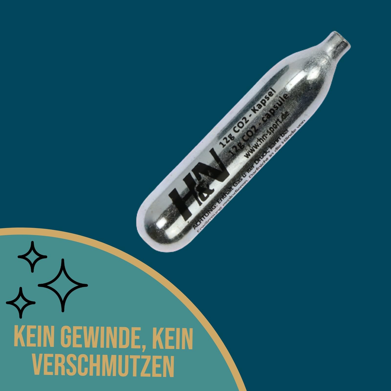 H&N CO2 Kapseln 12g – 100 Stück – Für Softair, Paintball, Luftgewehr & Luftpistole – Einwegkartuschen für gleichmäßige Leistung & hohe Präzision