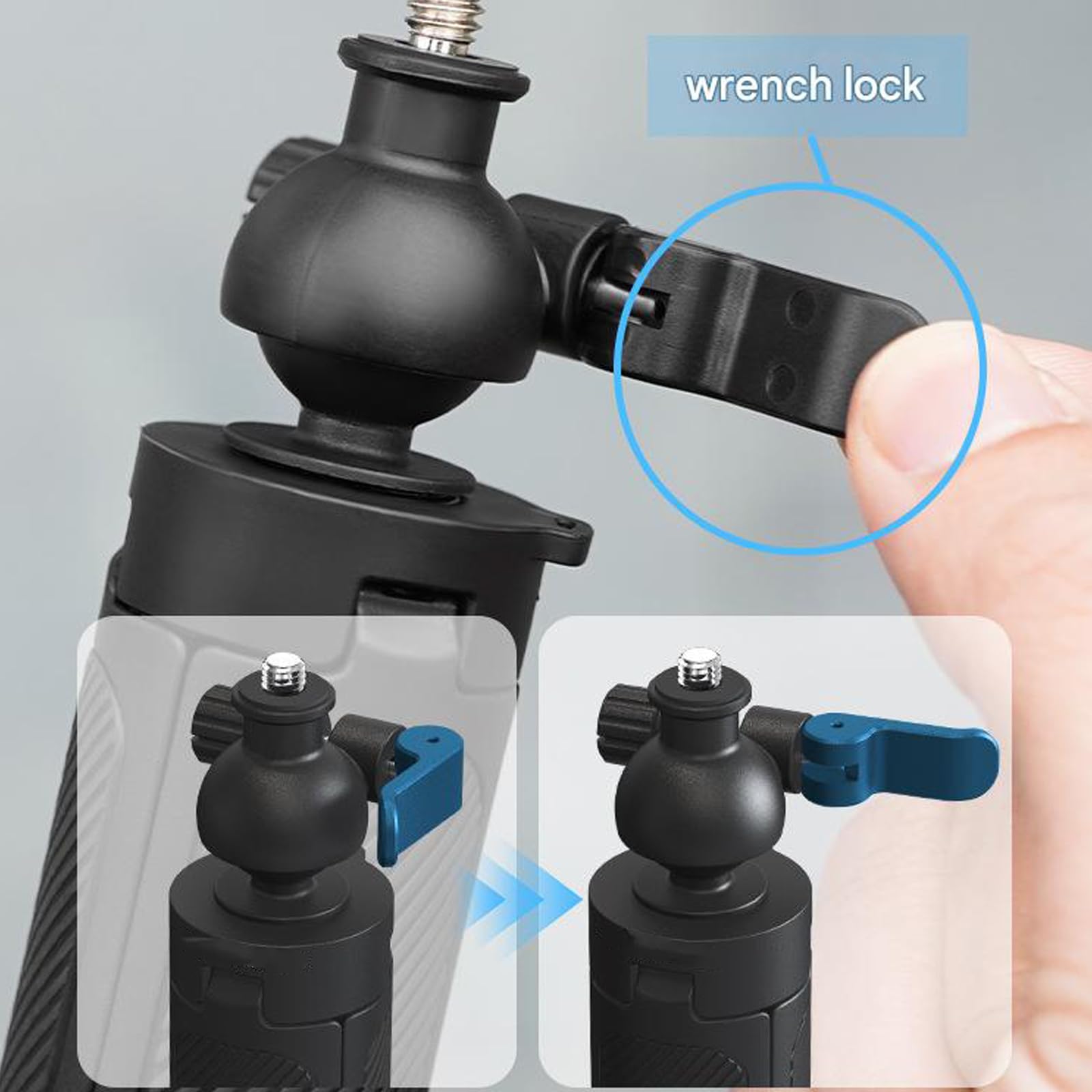 Treppiede portatile per action camera con testa a 360 gradi e gambe telescopiche selfie stick