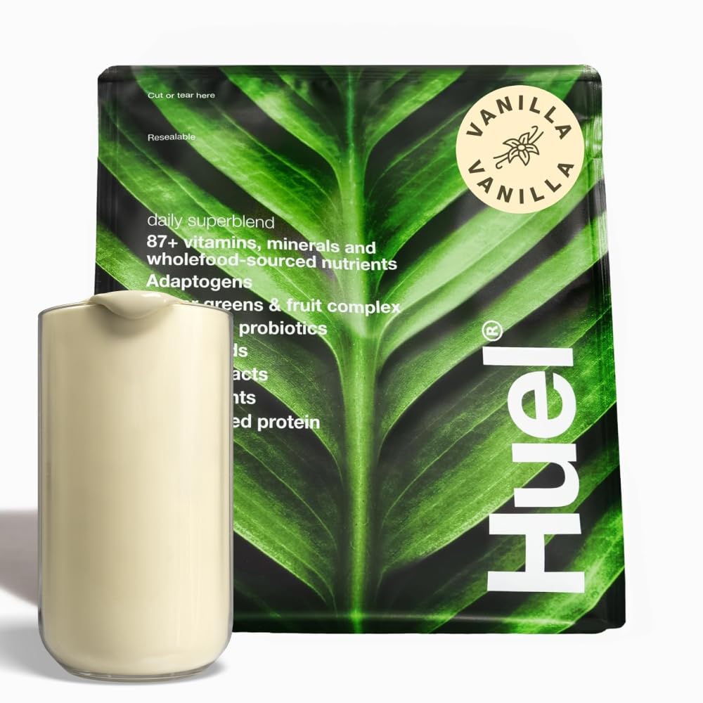 HuelDaily Superblend Vanilla Powder | 25g Plant Based Protein | Super Greens Powder | 87 Vitamins, Minerals, and Wholefood-Sourced Ingredients |19 Servings | Scoop not included to reduce plastic