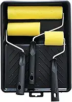 Kit 3 Rolos de Espuma P/Pintura com Bandeja, 5/9/15cm, Amarelo