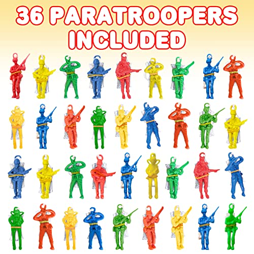 Artcreativity Mini Paratroopers With Parachutes, Bulk Pack Of 36, Vinyl Parachute Men Toy In Assorted Colors, Durable Plastic Army Guys Playset, Fun Parachute Party Favors, For Boys And Girls #TOP2