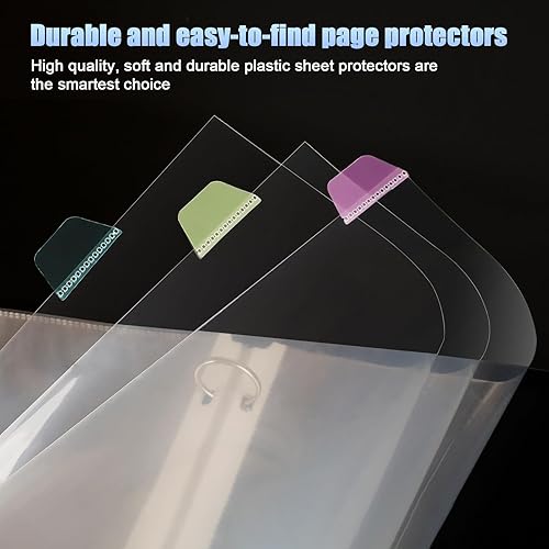 Miniatura 6 de HABGP Juego de 16 separadores transparentes de 3 anillos con pestañas, 8.5 x 11 pulgadas, 8 pestañas divisores con bolsillos, protectores de páginas