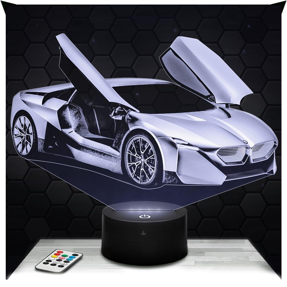 Lampephoto.fr - 3D Lamp B M Vision M Next Car Vehicle, Touch Led Car Night Light, 3D Hologram Effect Night Light, Christmas Birthday Gift Idea for Men, Bedroom Decoration Object