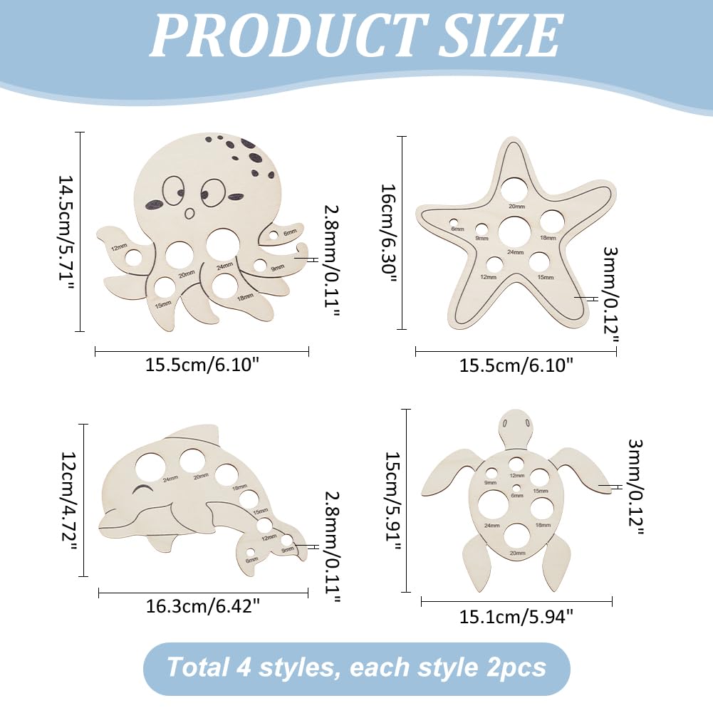 PH PandaHall 8pcs Safety Eye Tool for Amigurumi 4 Style Wood Auxiliary Tool for Attaching Safety Eyes and Washers Octopus Starfish Dolphin Turtle Insertion Tools for Crochet Stuffed Animal Eyes 6-24mm - Image 2