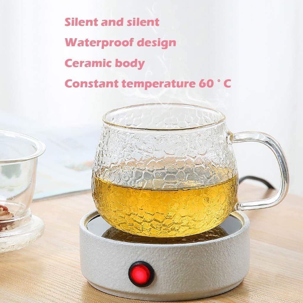 Taza De Café Calentador Posavas, Taza Eléctrica Leche Tea Bebida Placa De Calefacción, Taza De Termostato De Agua Hervida De Alta Temperatura, Blanco (Color : A)