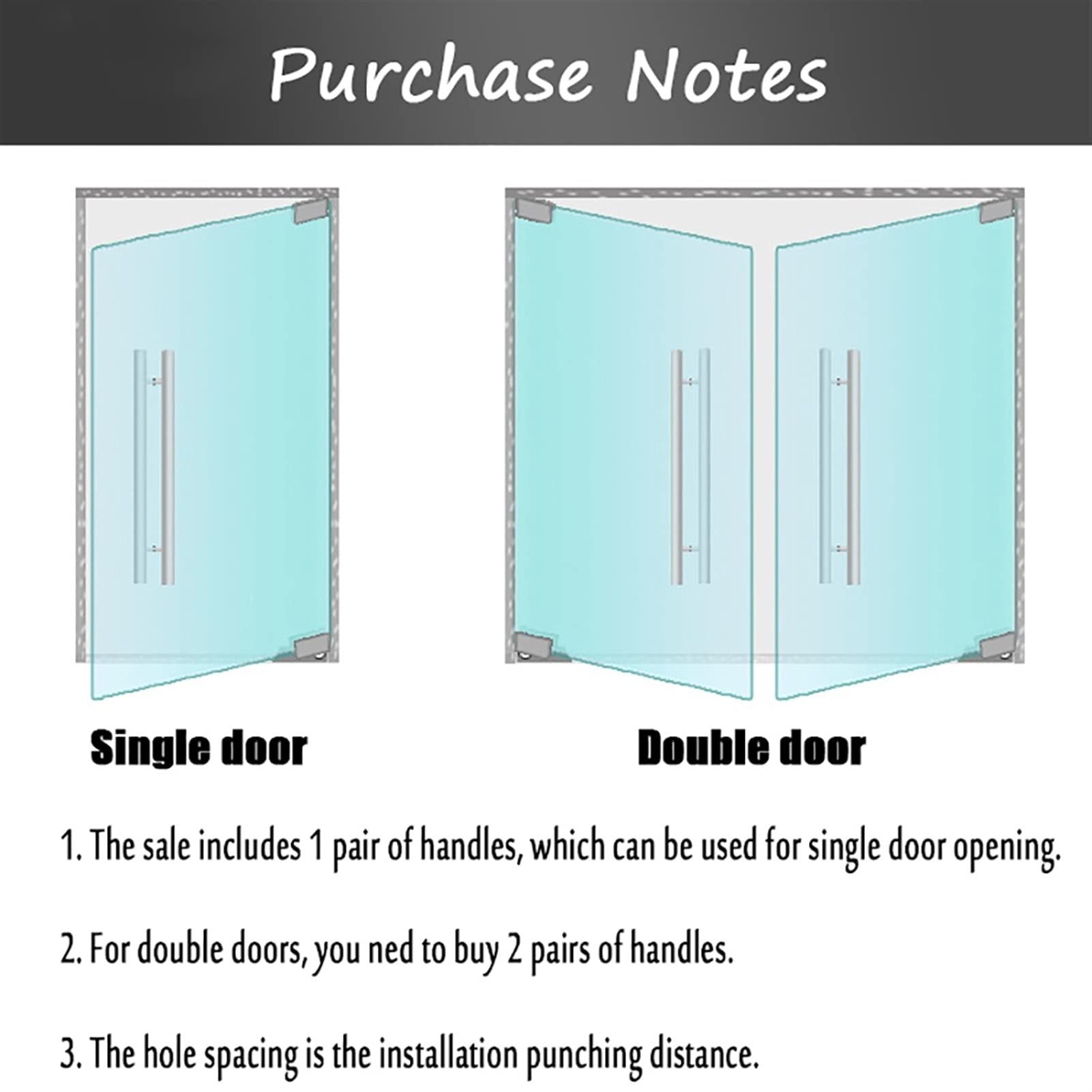 Herrajes para Puertas: Manilla para Puerta de Cristal Grueso, Manilla de Acero Inoxidable, Manilla de Empuje/tracción para Puerta de Madera, Accesorios Modernos para Puer