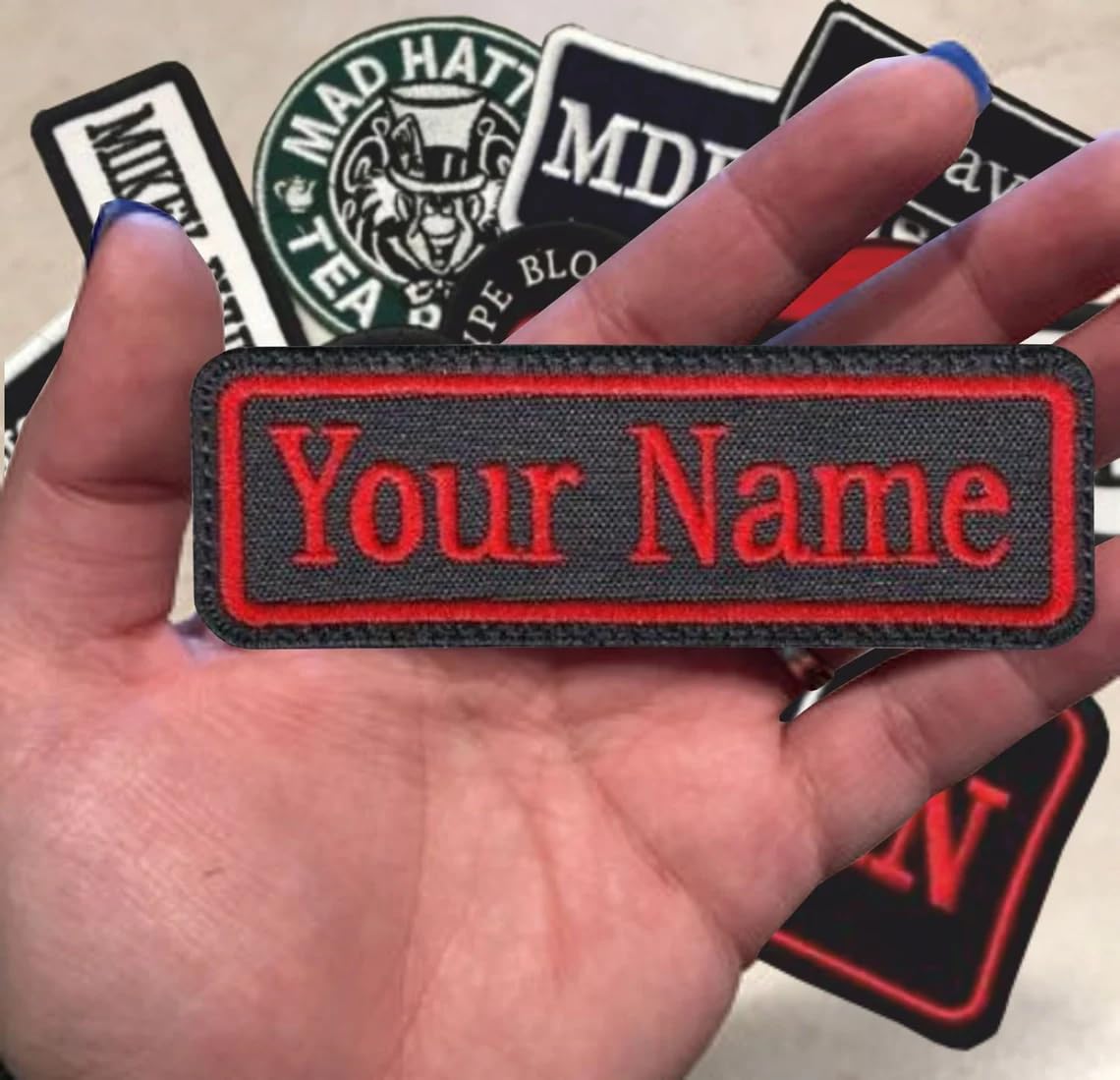 Custom Embroidered Name Patch, Personalized Text, Your Name, Design, Logo, Custom Iron On Sew On Hook N Loop Embroidery Patches, Cap, Denim, Bike Riders, Embroidery Name tag-image-33