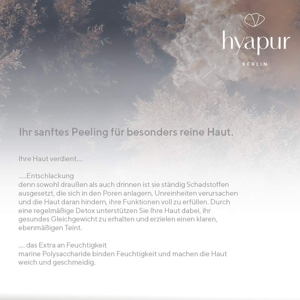 Algen-Gel mit Detox-Effekt für klare, reine und ebenmäßig aussehende Haut, für Gesicht, Hals und Dekolleté, 10 Pads zum Auflösen - von hyapur® Berlin