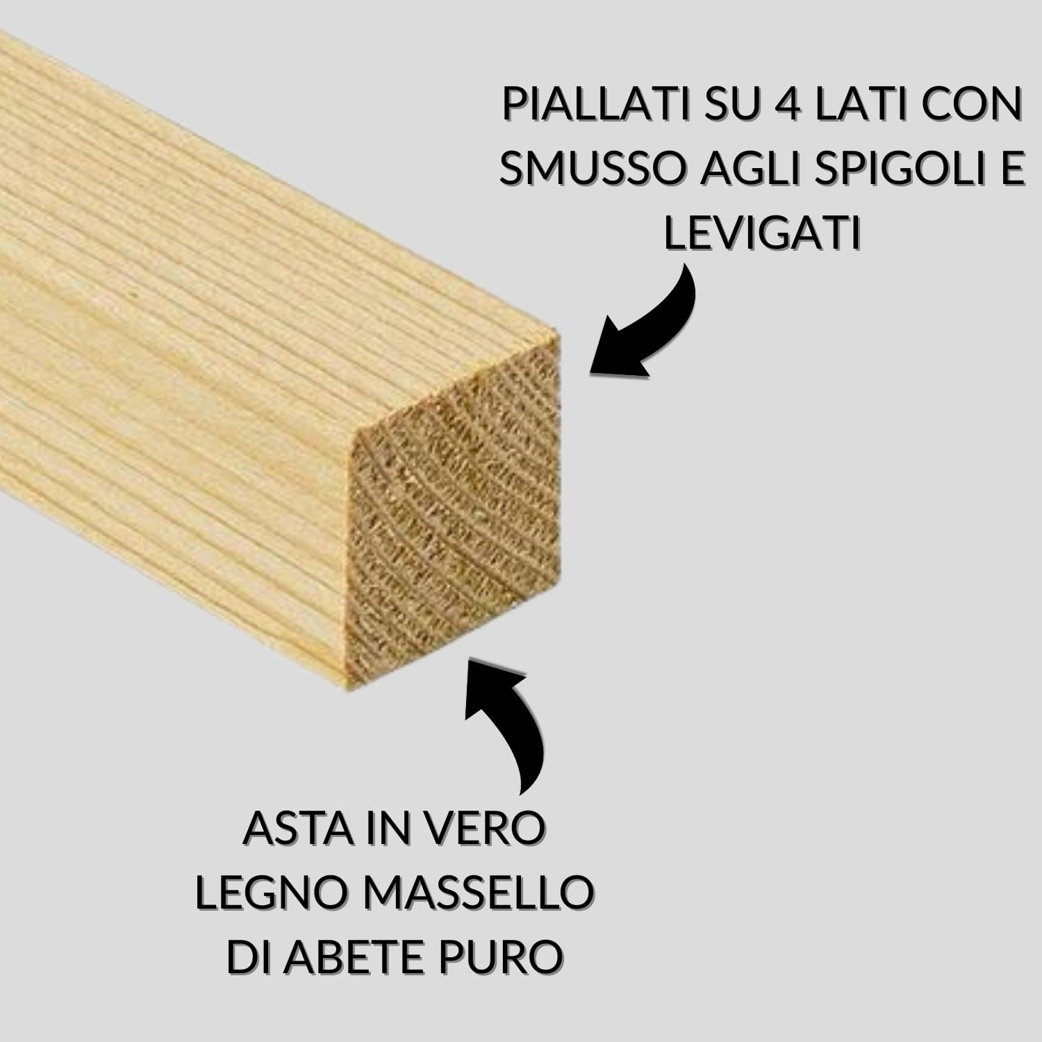 TWE Tucci Wood Essence Listelli 20x20 mm Legno Massello al Metro Abete Alta Qualità Tavole Piallate su Quattro Lati Smusso su Spigoli Made in Italy (20x20x2000) 10 Pezzi