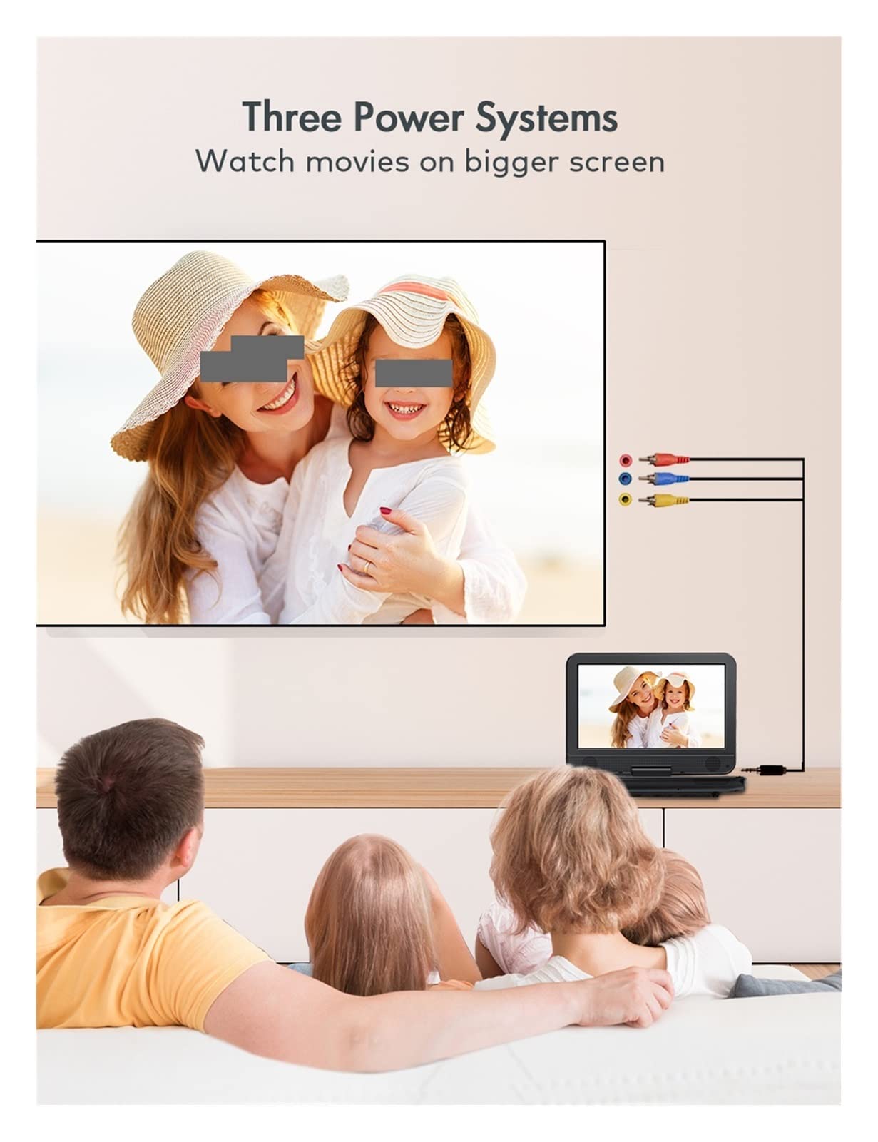 Mise à Niveau de 12,5 "Portable DVD Joueur avec 10,5" HD Écran pivotant, Batterie Rechargeable de 6 Heures for la Voiture/Les Enfants, Casse-Voiture