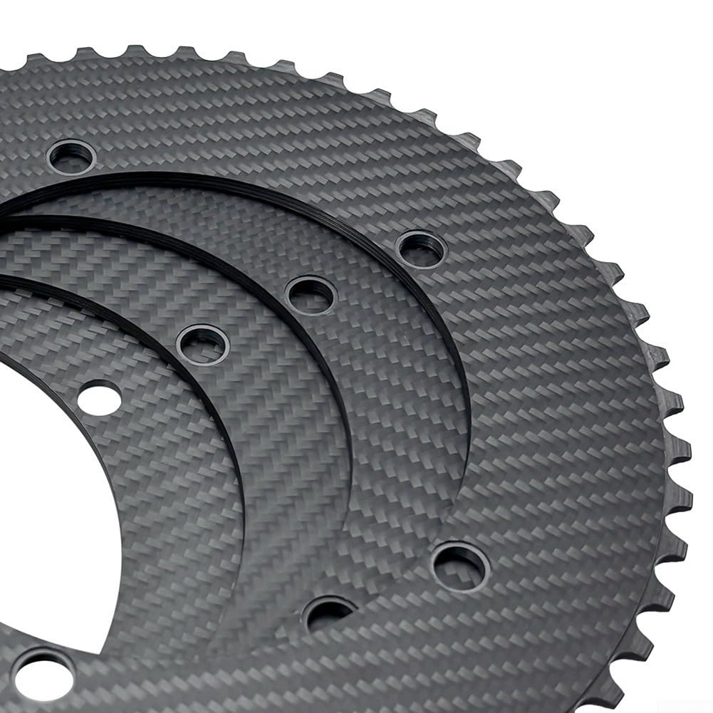 Plato de fibra de carbono para bicicleta de pista de engranaje fijo Bcd144 49t de una sola velocidad negro (49T)