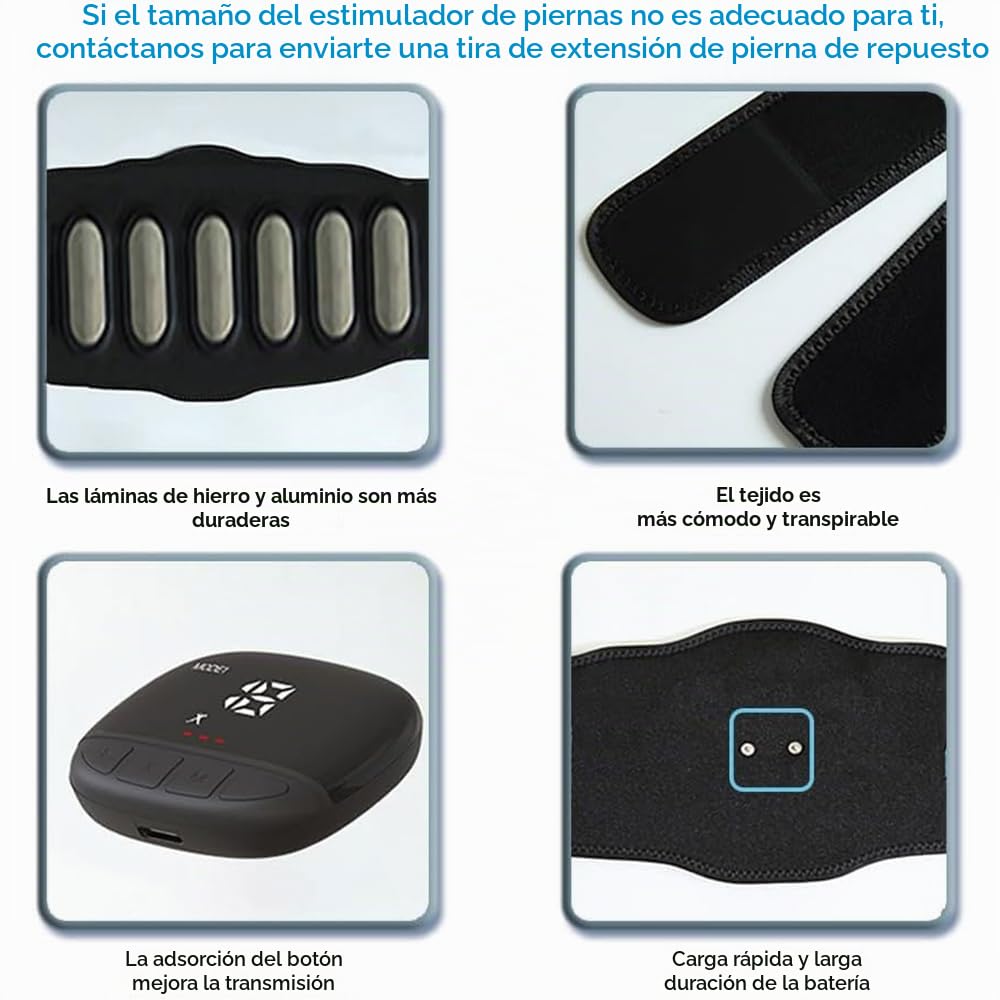 EMS Electroestimulador Muscular, Estimulador Eléctrico Muscular de Junta de Aluminio, 10 Modos y 30 Niveles de Intensidad Hombres/Mujeres Pantalla de Consumo Calórico Estimulador Recargable USB