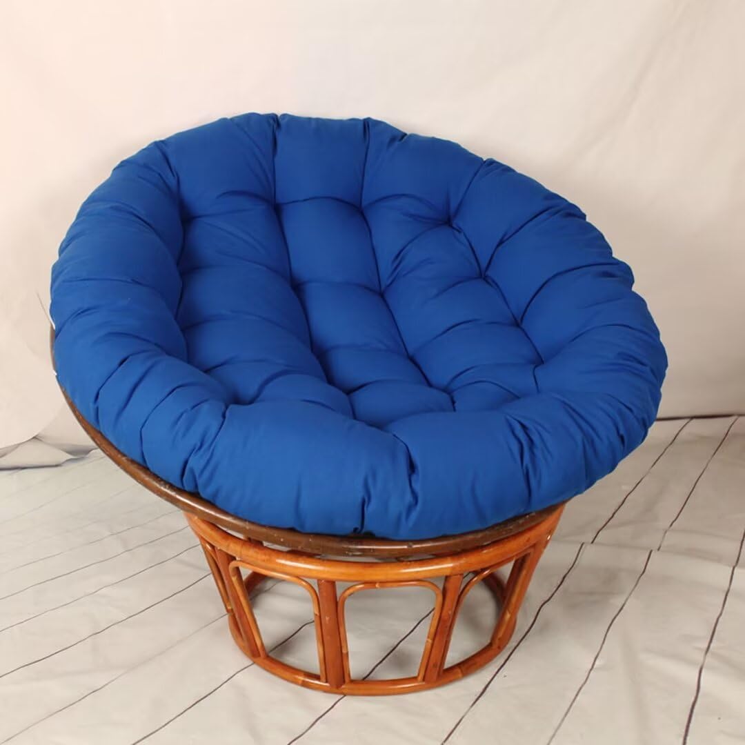 Tielag Cojín para silla Papasán, redondo, grueso, cojín para silla colgante, para sillón de jardín, silla giratoria, silla de mimbre, silla de balcón, azul, 80 x 80 cm