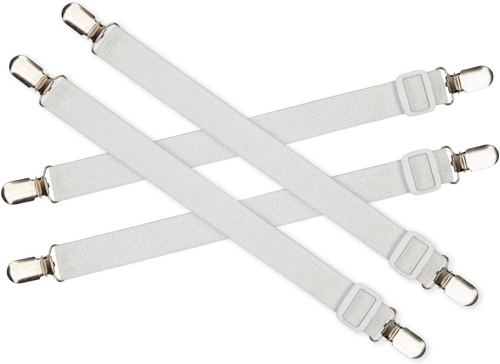 Ayniff 8 Packs Elastic Bed Sheet Straps Suspenders Adjustable Bed Corner Holder Fasteners Heavy Duty Grippers Straps to Keep Your Sheet in Place and Neat